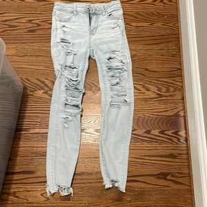American eagle skinny jeans ripped size 0